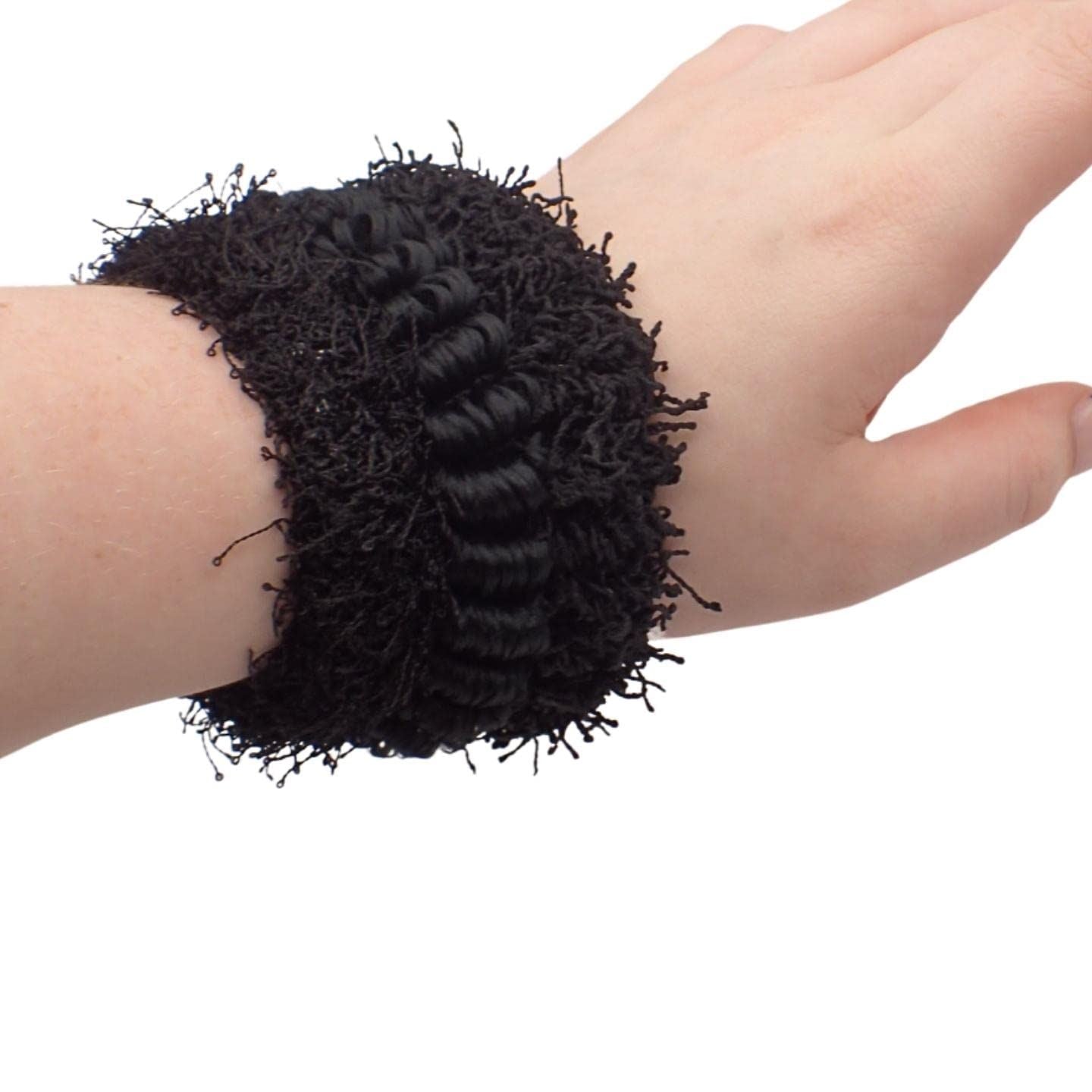 2pcs Black Tubed Natural Hair Scrunchies, Volumizing School Scrunchies for Women & Girls, Hair styling Hair Band Scrunchy for Work or School